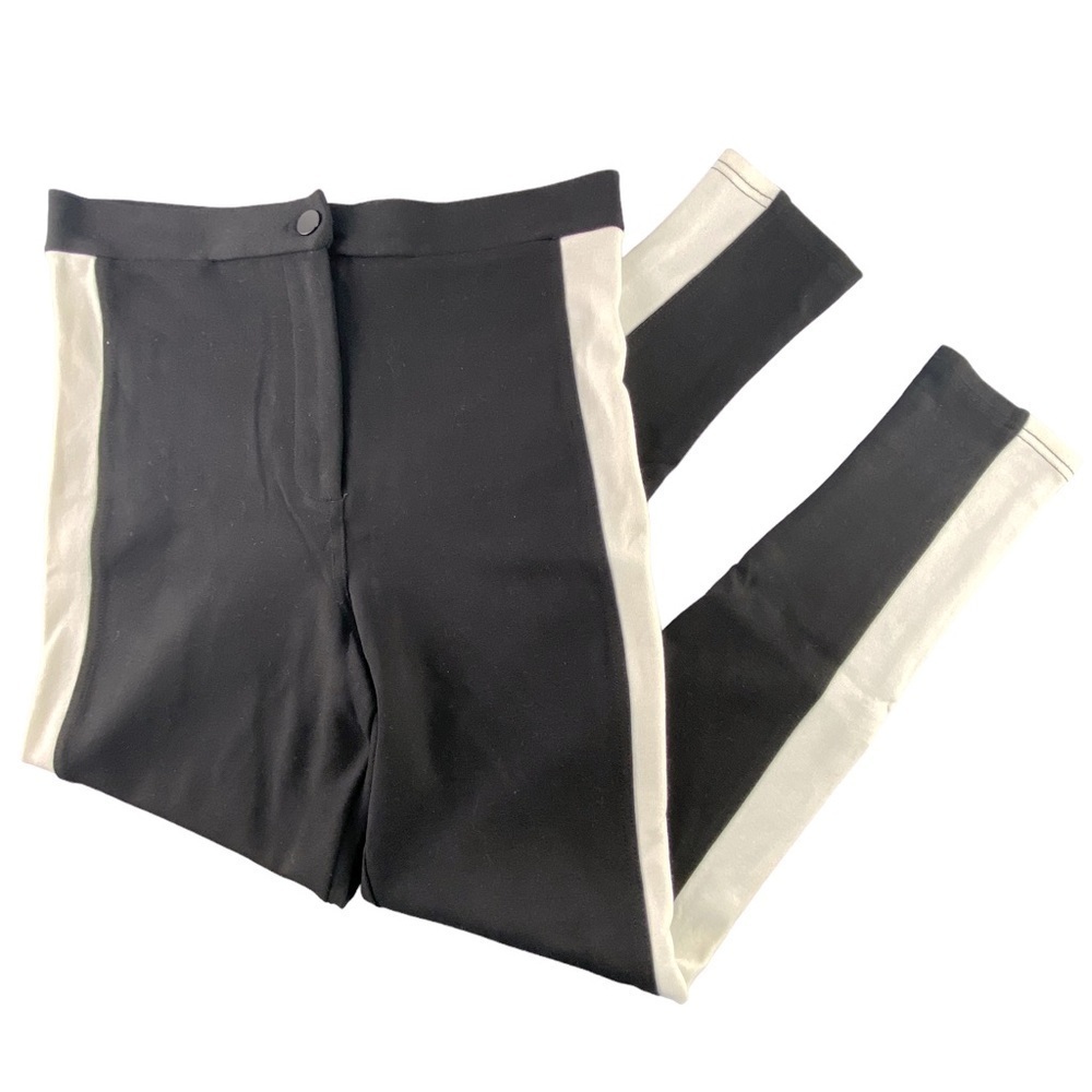 TOPSHOP black & white striped stretchy knit skinny pant, 8